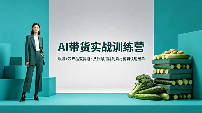 AI带货实战训练营，服装+农产品双赛道，从账号搭建到素材剪辑快速出单-云创网