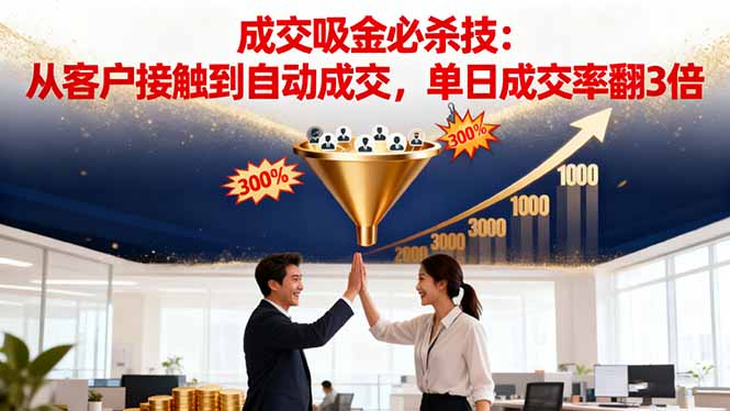 吸金成交营销必杀技：从客户接触到自动成交，单日成交率翻3倍-云创网