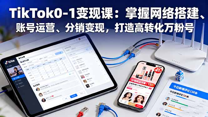 TikTok0-1变现课：掌握网络搭建、账号运营、分销变现，打造高转化万粉号-云创网