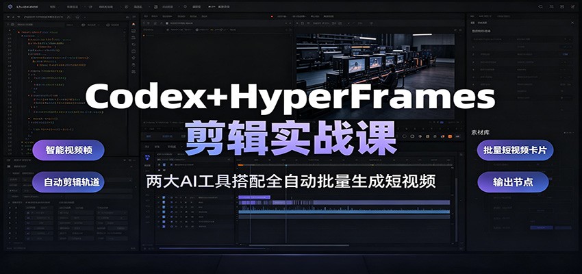 Codex+HyperFrames剪辑实战课：两大AI工具搭配全自动批量生成短视频-云创网