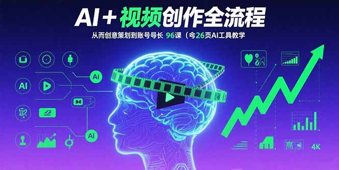 AI+短视频创作全流程：从创意策划到账号增长，96节课(含26项AI工具教学-云创网