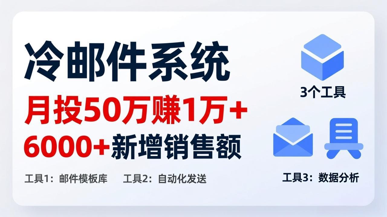 月投 50 刀赚 1 万 +！冷邮件系统：6000 + 新增销售额，靠 3 个工具轻松搞-云创网