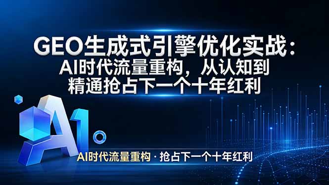 GEO 生成式引擎优化实战：AI时代流量重构，从认知到精通抢占下一个十年红利-云创网