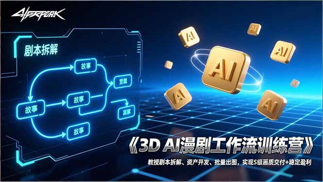 3D AI漫剧工作流训练营：教授剧本拆解、资产开发、批量出图，实现S级画质交付+稳定盈利-云创网