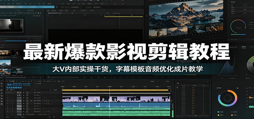 最新爆款影视剪辑教程：大V内部实操干货，字幕模板音频优化成片教学-云创网
