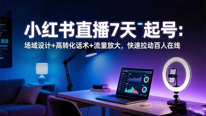 小红书直播7天起号：场域设计+高转化话术+流量放大，快速拉动百人在线-云创网