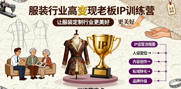 服装行业高变现老板IP训练营，让服装定制行业更美好-云创网