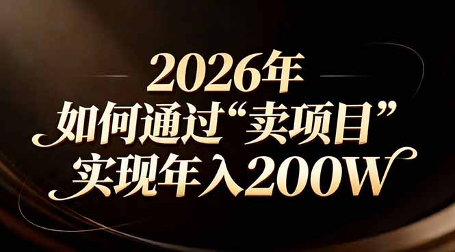 站在2026年的十字路口：一个普通人如何通过卖项目实现年入200万-云创网