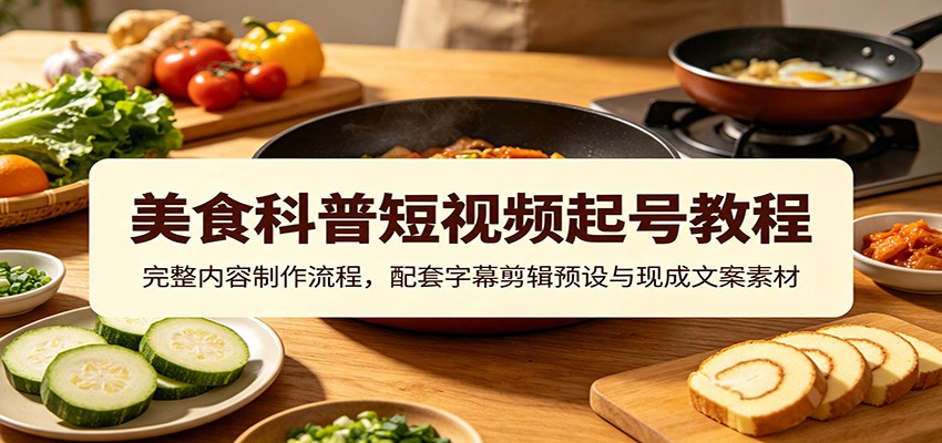 美食科普短视频起号教程：完整内容制作流程，配套字幕剪辑预设与现成文案素材-云创网