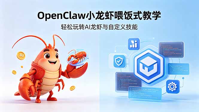 不用懂技术！OpenClaw小龙虾喂饭式教学，轻松玩转AI龙虾与自定义技能 (5月22更新-云创网