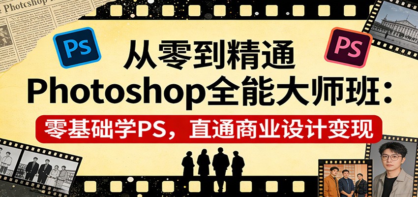 从零到精通Photoshop全能大师班：零基础学PS，直通商业设计变现-云创网