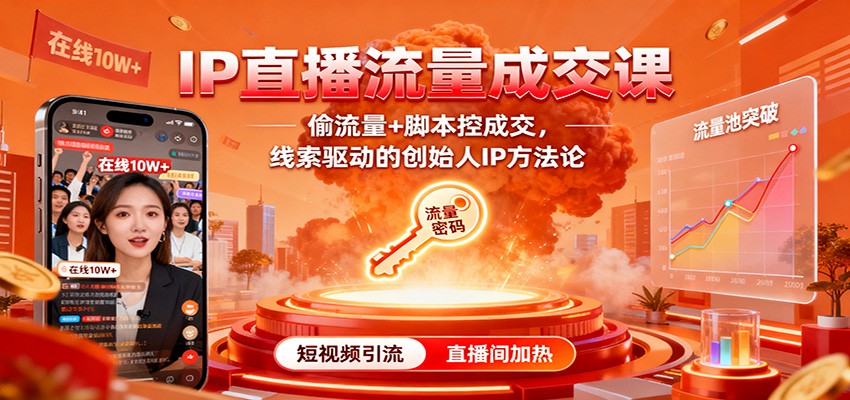 IP直播流量成交课：偷流量+脚本控成交，线索驱动的创始人IP方法论-云创网