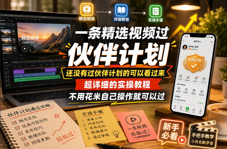 一条精选视频过伙伴计划，还没有过伙伴计划的可以看过来，超详细的实操教程，不用花米自己操作就可以过-云创网