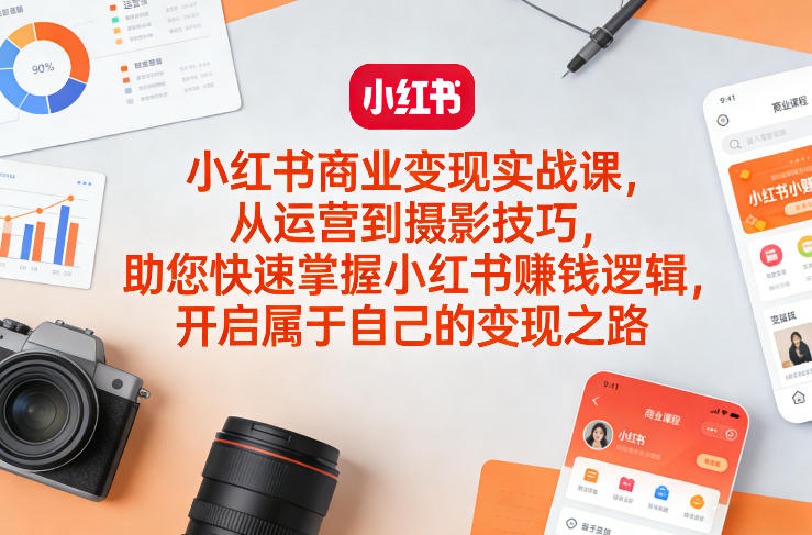 小红书商业变现实战课，从运营到摄影技巧，助您快速掌握小红书賺钱逻辑，开启属于自己的变现之路-云创网