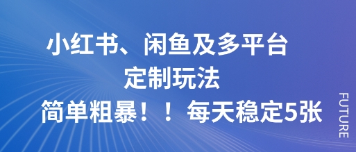 小红书、闲鱼及多平台定制玩法简单粗暴！每天稳定5张-云创网