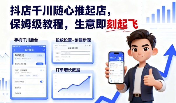 抖店千川随心推起店，保姆级教程，生意即刻起飞-云创网