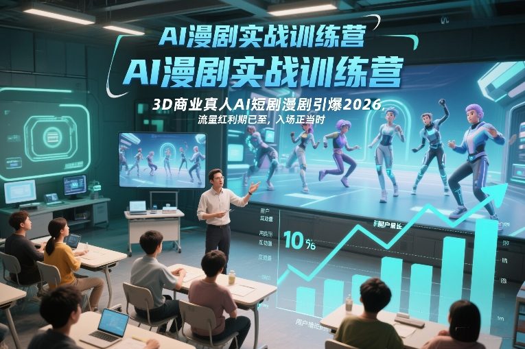 AI漫剧实战训练营，3D商业真人AI短剧漫剧引爆2026，流量红利期已至，入场正当时-云创网