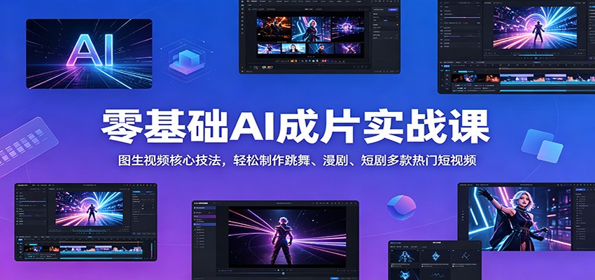 零基础AI成片实战课：图生视频核心技法，轻松制作跳舞、漫剧、短剧多款热门短视频-云创网