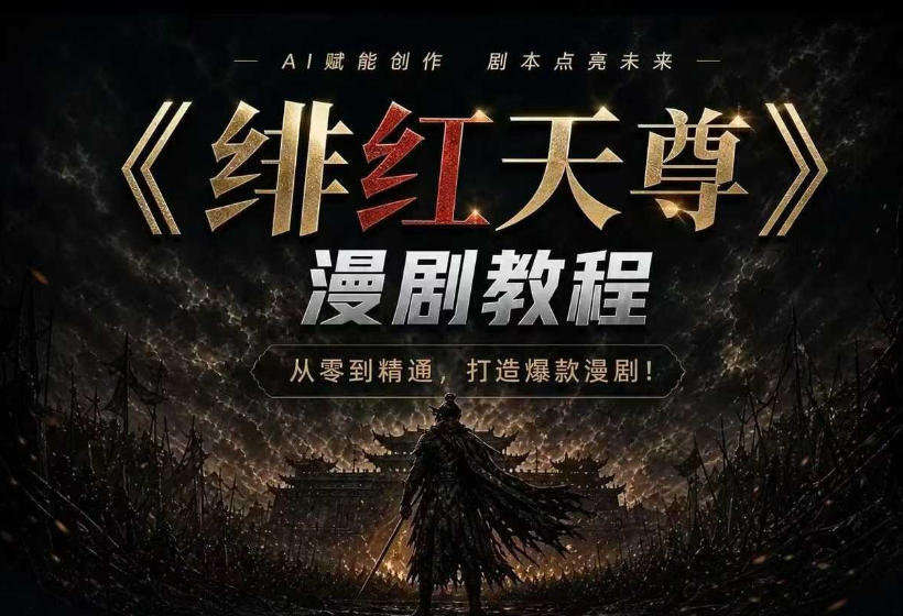 绯红天尊AI漫剧系统教程｜从零入门到精通，工具运用+剧本创作+爆款逻辑+提示词素材+镜头剪辑，全套爆款漫剧落地实战课-云创网