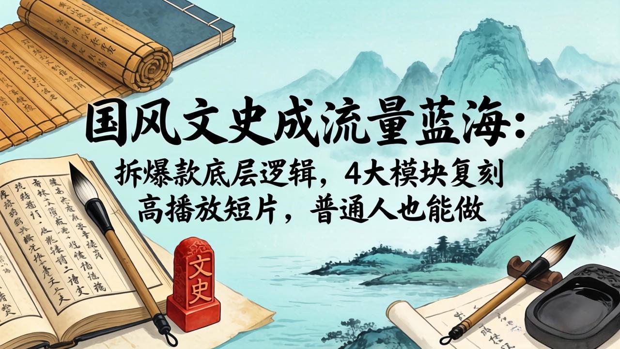 国风文史成流量蓝海：拆爆款底层逻辑，4大模块复刻高播放短片，普通人也能做-云创网