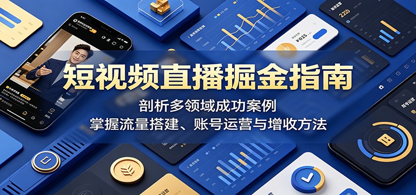 短视频直播掘金指南：剖析多领域成功案例，掌握流量搭建、账号运营与增收方法-云创网