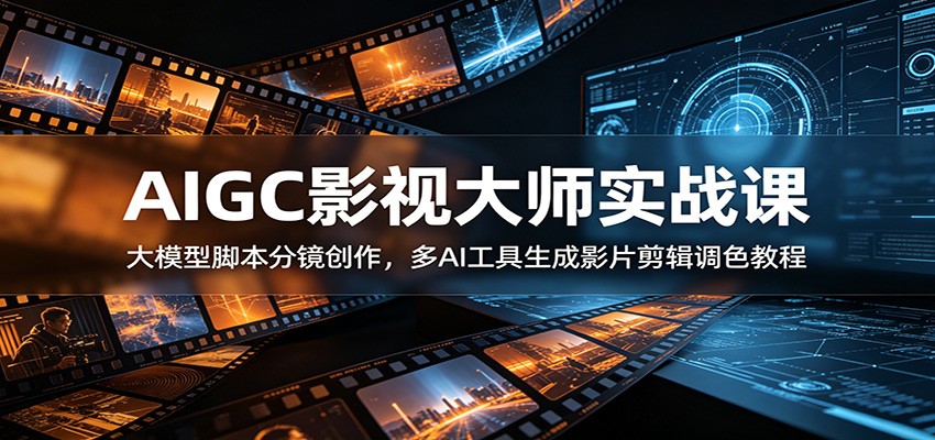 AIGC影视大师实战课：大模型脚本分镜创作，多AI工具生成影片剪辑调色教程-云创网