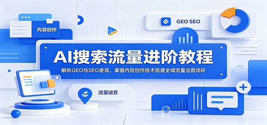 AI搜索流量进阶教程：解析GEO与SEO差异，掌握内容创作技术搭建全域流量运营闭环-云创网