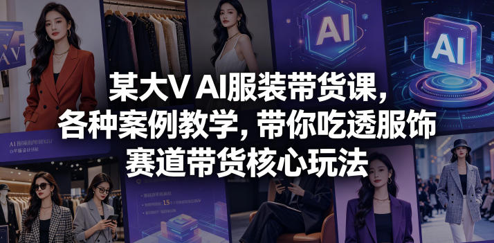某大V AI服装带货课，各种案例教学，带你吃透服饰赛道带货核心玩法-云创网