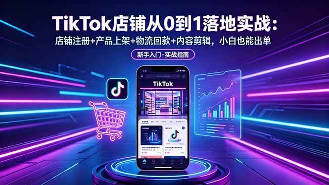 （18862期）TikTok店铺从0到1落地实战：店铺注册+产品上架+物流回款+内容剪辑，小白也能出单-云创网
