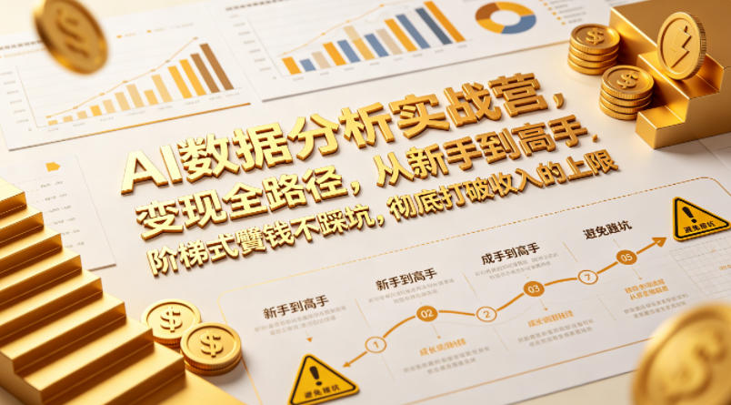 AI数据分析实战营，变现全路径，从新手到高手，阶梯式賺钱不踩坑，彻底打破收入的上限-云创网