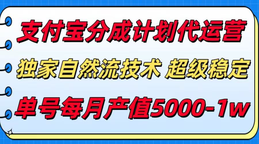 支付宝分成计划代运营，独家自然流技术，收益稳定，单号月产5000＋-云创网