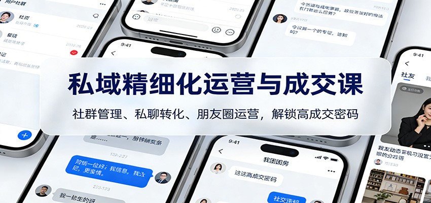私域精细化运营与成交课：社群管理、私聊转化、朋友圈运营，解锁高成交密码-云创网