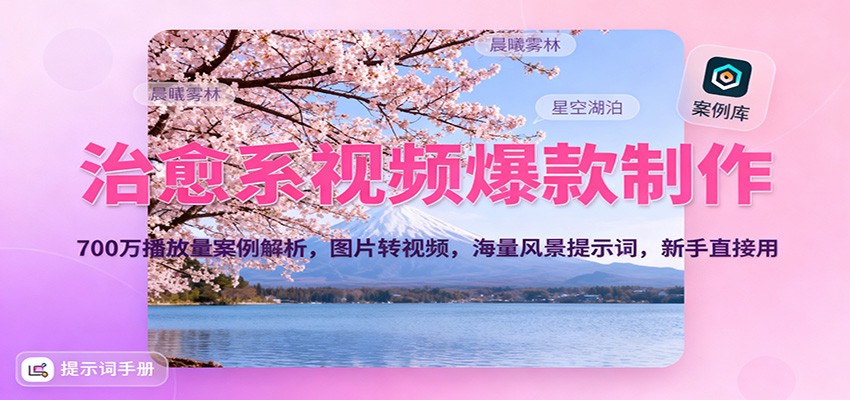 治愈系视频爆款制作，700万播放量案例解析，图片转视频，海量风景提示词，新手直接用-云创网