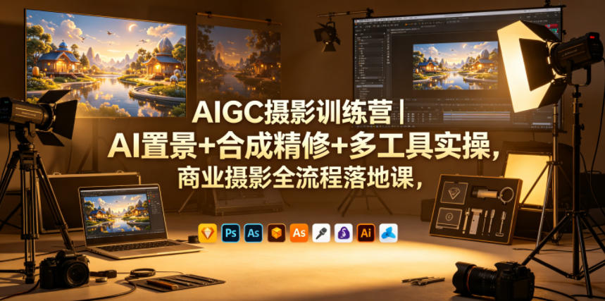 AIGC摄影训练营｜AI置景+合成精修+多工具实操，商业摄影全流程落地课-云创网