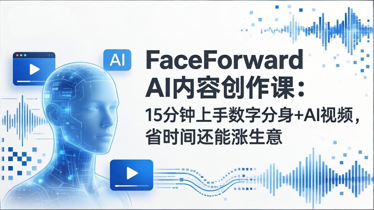 FaceForward AI内容创作课：15分钟上手数字分身+AI视频，省时间还能涨生意-云创网