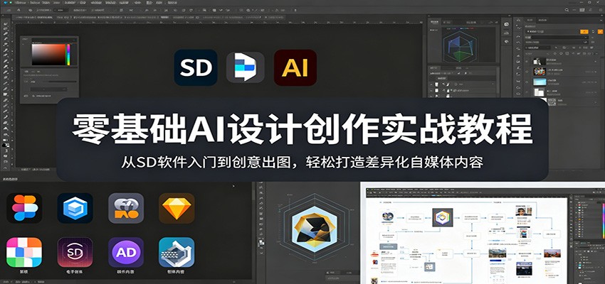 零基础AI设计创作实战教程：从SD软件入门到创意出图，轻松打造差异化自媒体内容-云创网