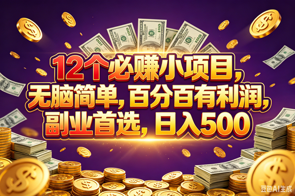 （18976期）12个必赚的小项目，百分百赚元子，无脑简单，副业首选，日入500+-云创网