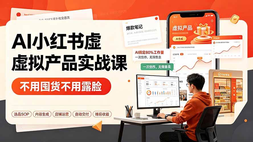 （19314期）AI小红书虚拟产品实战课-更新：不用囤货不用露脸，AI搞定80%工作量，一次创作无限售卖睡后收益-云创网