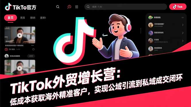 TikTok外贸增长营：低成本获取海外精准客户，实现公域引流到私域成交闭环-云创网
