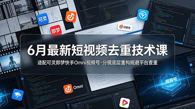 （19031期）6月最新短视频去重技术课，适配可灵即梦快手Omni视频号，分镜底层重构规避平台查重-云创网