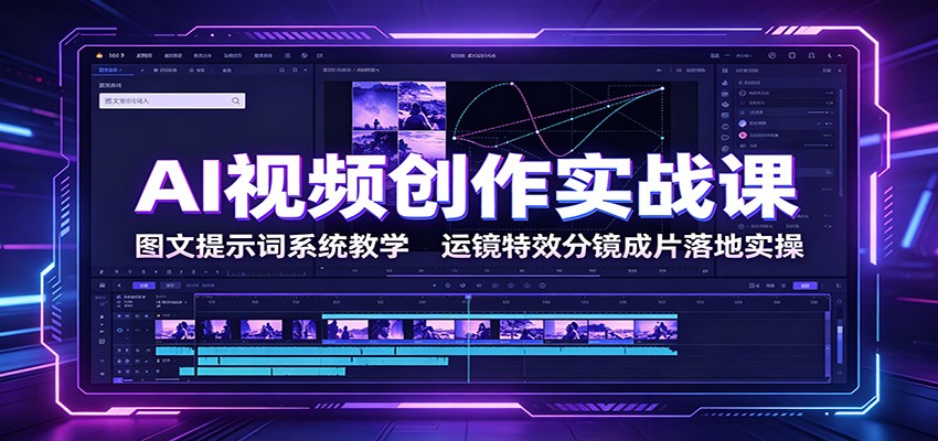 AI视频创作实战课：图文提示词系统教学，运镜特效分镜成片落地实操-云创网
