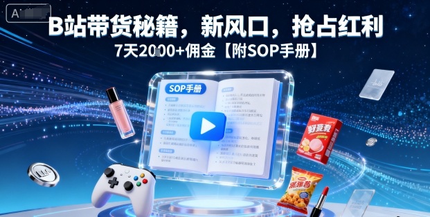 B站带货秘籍，新风口，抢占红利，7天2k+佣金【附SOP手册】-云创网