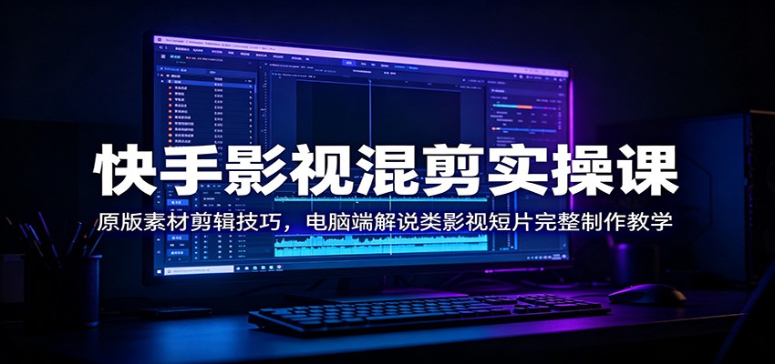 快手影视混剪实操课：原版素材剪辑技巧，电脑端解说类影视短片完整制作教学-云创网