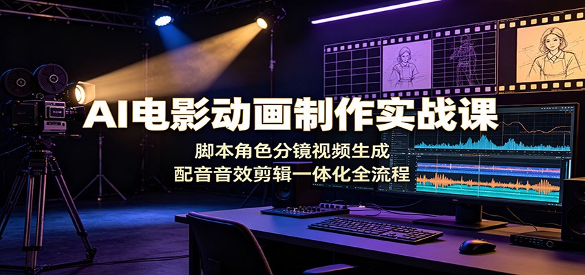 AI电影动画制作实战课：脚本角色分镜视频生成，配音音效剪辑一体化全流程-云创网