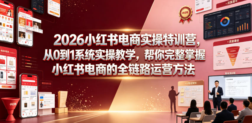 2026小红书电商实操特训营，从0到1系统实操教学，帮你完整掌握小红书电商的全链路运营方法-云创网