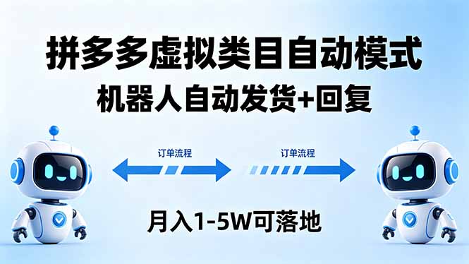 多多虚拟类目自动模式，机器人自动发货 + 回复，月入 1-5W 可落地-云创网