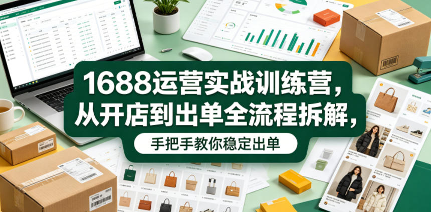 1688运营实战训练营，从开店到出单全流程拆解，手把手教你稳定出单（更新0620）-云创网