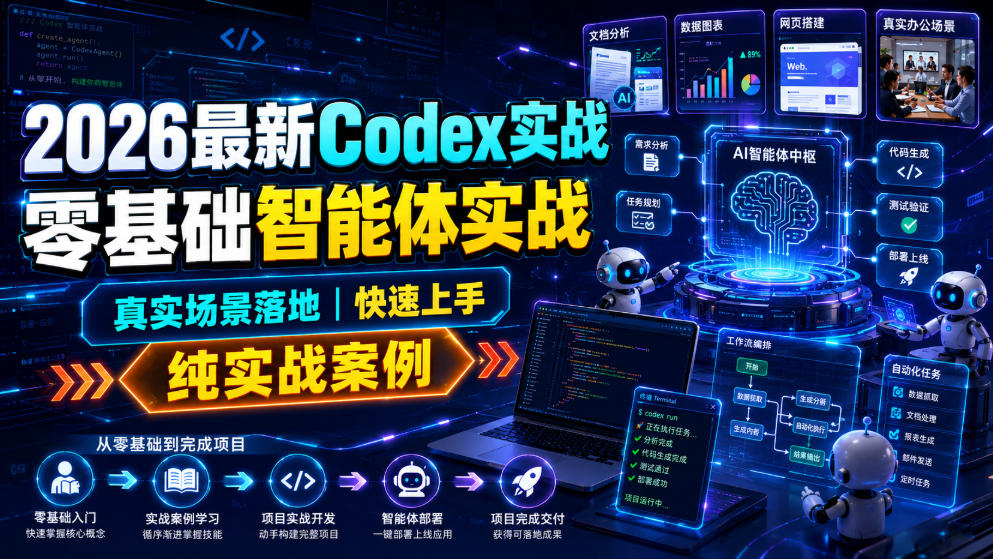 2026最新Codex实战零基础智能体实战，真实场景落地，快速上手，纯实战案例-云创网