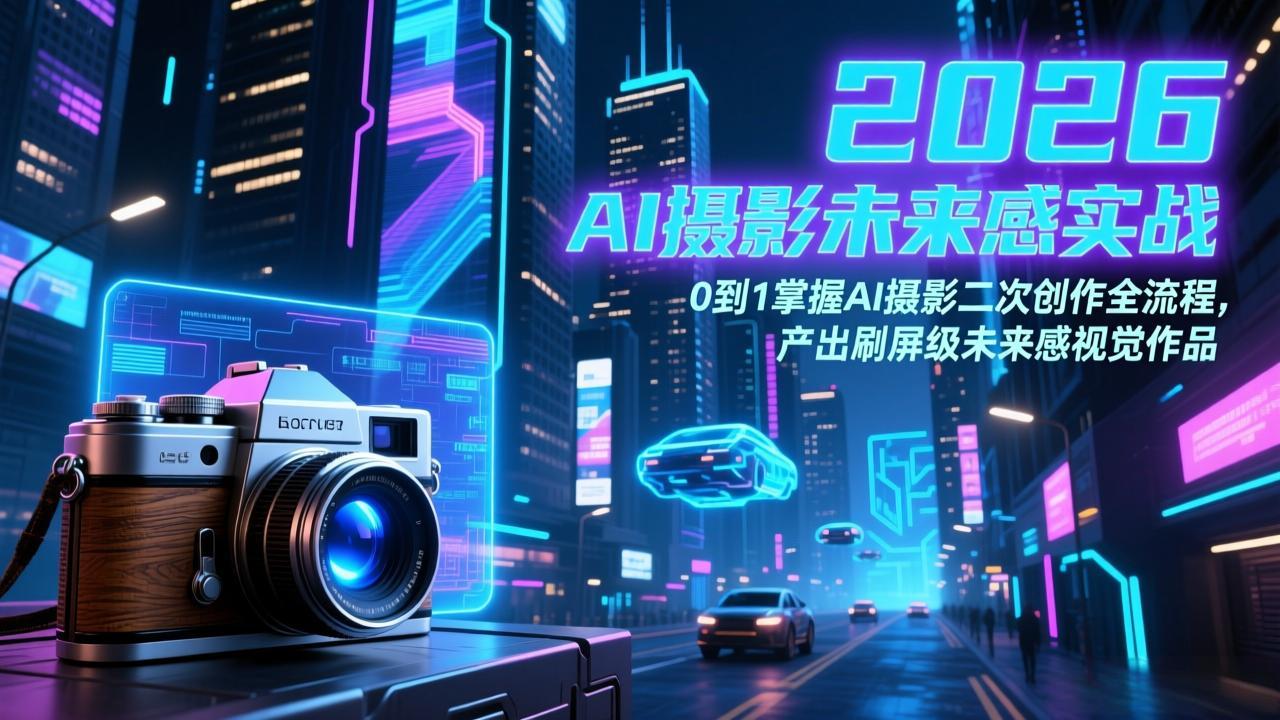 2026 AI摄影未来感实战：0到1掌握AI摄影二次创作全流程，产出刷屏级未来感视觉作品-云创网