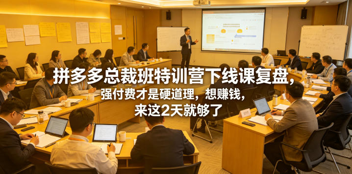 拼多多总裁班特训营下线课复盘，强付费才是硬道理，想賺钱，来这2天就够了-云创网